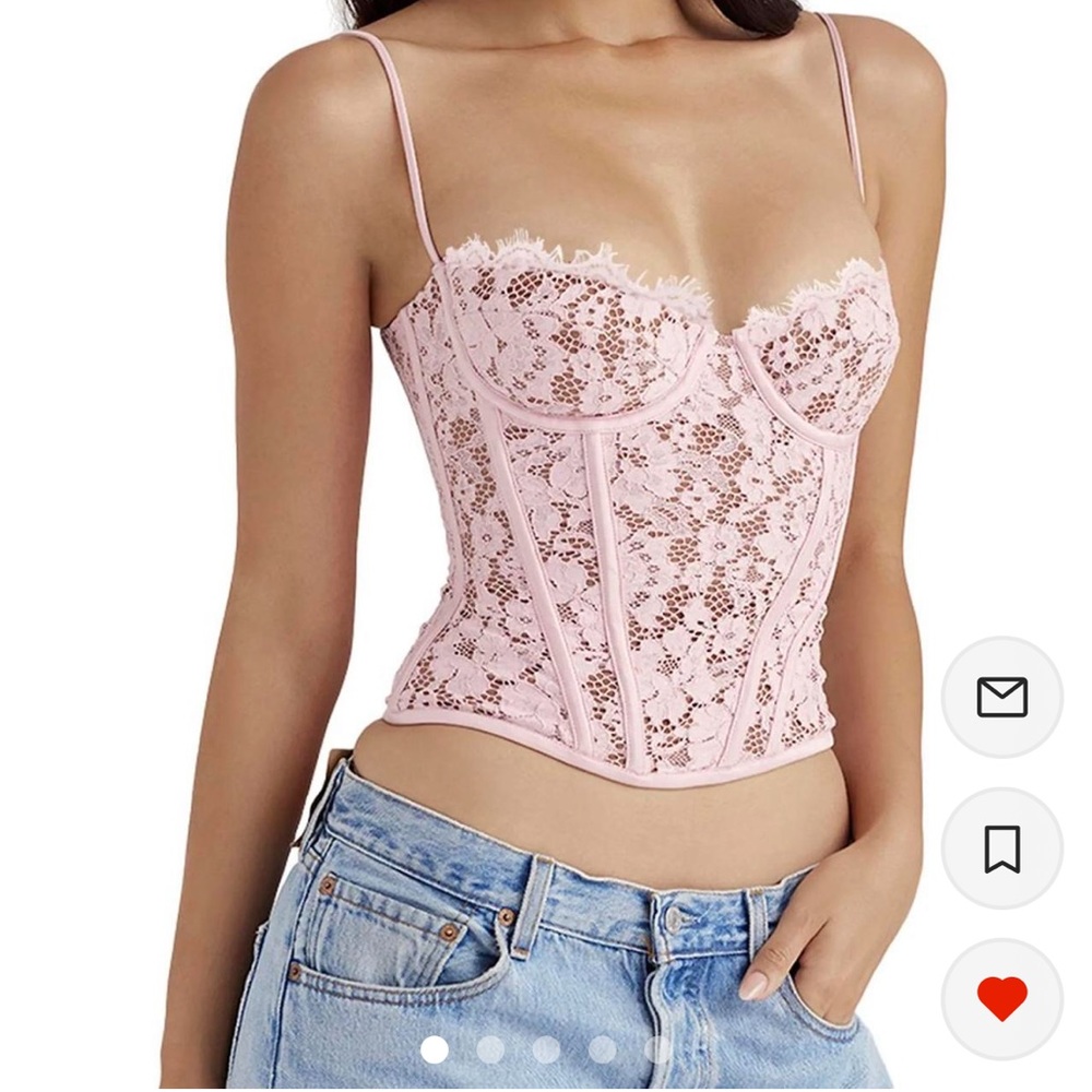 House of cb pink lace corset top , size S